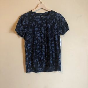 NWT Lucky Brand Black and Blue Floral Tee